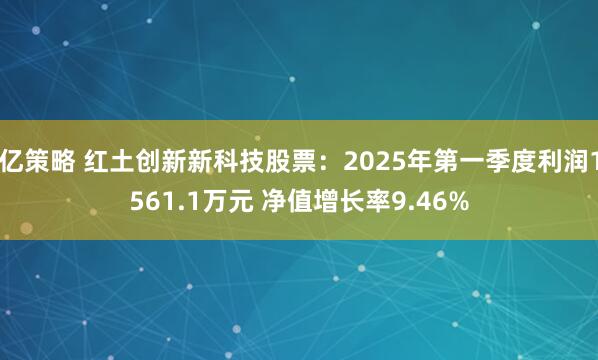 亿策略 红土创新新科技股票：2025年第一季度利润1561.1万元 净值增长率9.46%