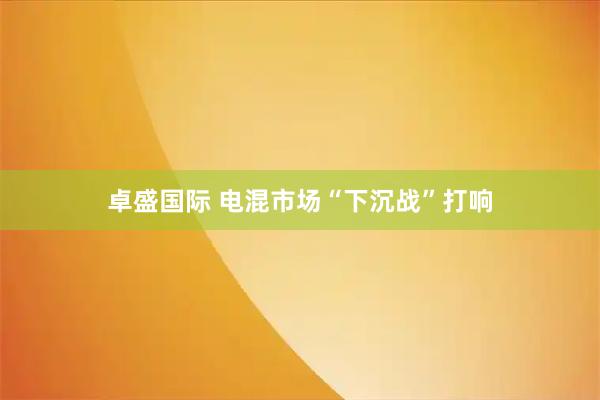 卓盛国际 电混市场“下沉战”打响